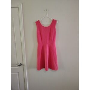 George Womens Pink Ribbed Textured Fit and Flare Dress XL 16-18 SleevelessV-Back